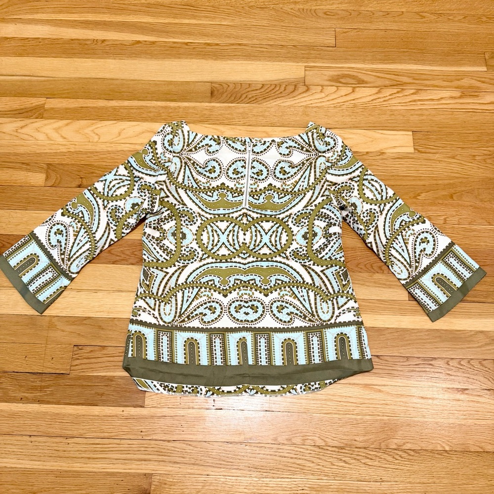 J.Crew Talitha Trastevere Silk Top – Size 2 | 100% Silk | Boat Neck | 3/4 Sleeve - Picture 8 of 9